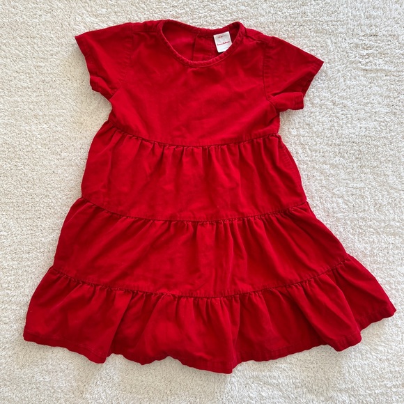 Hanna Andersson Red Corduroy Tiered Twirl Dress size 110 (5) - Picture 1 of 6